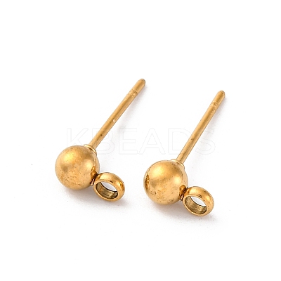 304 Stainless Steel Ball Post Stud Earring Findings LS-STAS-Z035-01G01-H-1