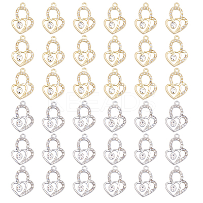 40Pcs 2 Colors Zinc Alloy Rhinestone Pendants FIND-FH0010-65-1