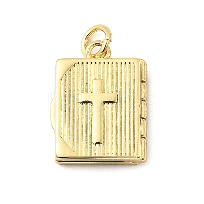 Book with Cross Brass Pendants KK-I364-49G-1