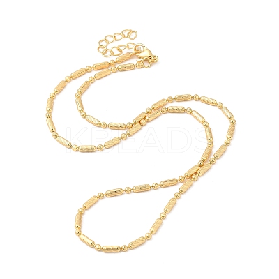 Rack Plating Brass Column & Ball Chain Necklace for Women NJEW-F311-06G-1