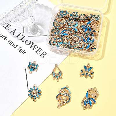 36Pcs 6 Styles Alloy Enamel Connector Charms FIND-FS0004-46C-1