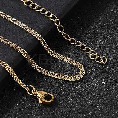 2MM 304 Stainless Steel Wheat Chain Necklaces for Men STAS-V011-03C-G-1