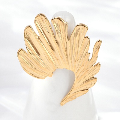 304 Stainless Steel Irregular Cuff Rings RJEW-D306-09G-1
