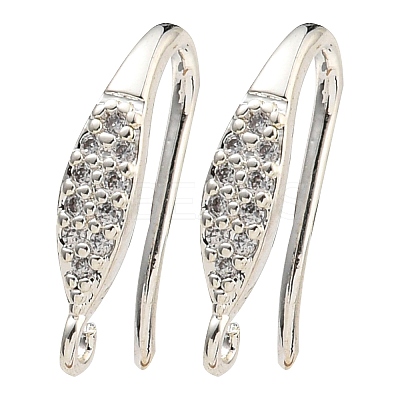 Brass Micro Pave Clear Cubic Zirconia Earring Hooks KK-R149-21S-1