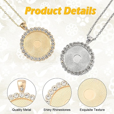 10Pcs Flat Round Alloy Rhinestone Pendant Cabochon Settings ALRI-YW0001-32KCG-1