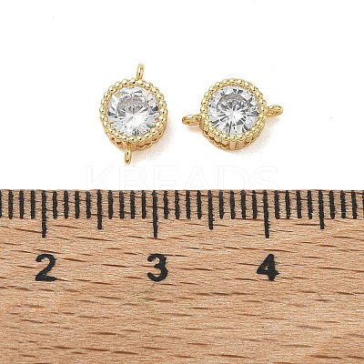 SHEGRACE Brass Pave Clear Cubic Zirconia Flat Round Connector Charms XGRQ3D332-501G-1
