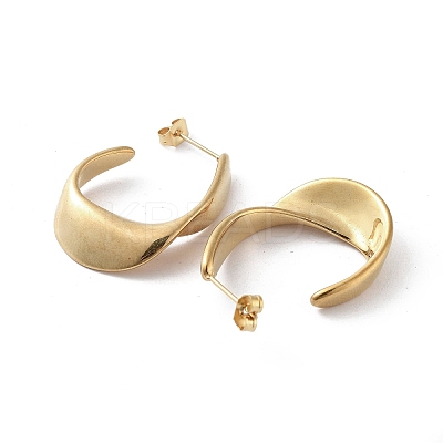 Iron Plating(IP) 304 Stainless Steel Twist Teardrop Stud Earrings EJEW-D095-05G-1