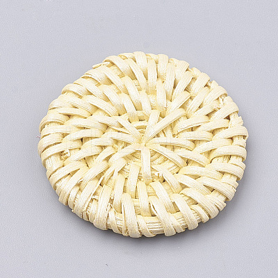 Handmade Spray Painted Reed Cane/Rattan Woven Beads WOVE-N007-02F-1