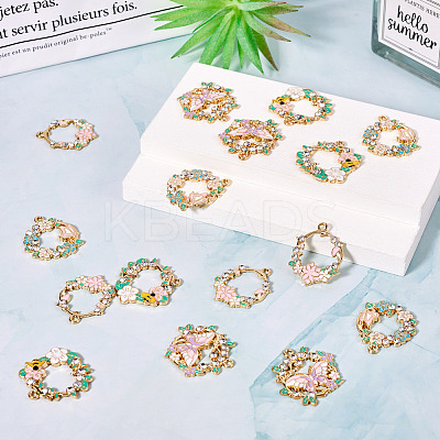 16Pcs 4 Styles Rack Plating Alloy Enamel Pendants FIND-TA0005-62-1