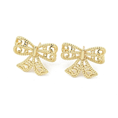Hollow Bowknot Rack Plated Brass Stud Earrings for Women EJEW-Z051-05G-1