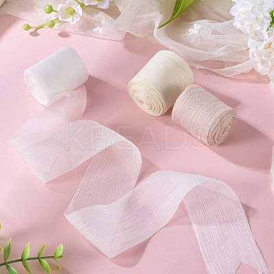 3 Rolls 3 Colors Wrinkle Polyester Ribbon OCOR-TA0002-98C-1