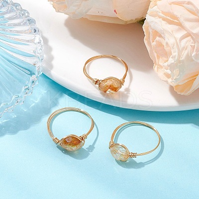 Oval Natural Citrine Finger Rings RJEW-JR00796-1