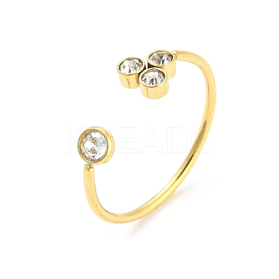 Real 14K Gold Plated 304 Stainless Steel Open Cuff Ring RJEW-C062-01B-G-1