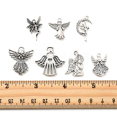 80Pcs Tibetan Style Alloy Moon with Fairy Pendants TIBEP-FA0001-RS-1