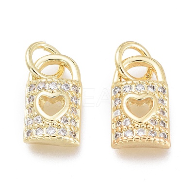 Brass Micro Pave Clear Cubic Zirconia Charms ZIRC-Q024-01G-1