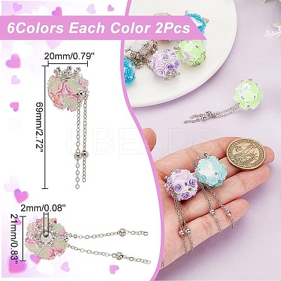 12Pcs 6 Colors Handmade Polymer Clay with Resin CLAY-AR0001-36B-1