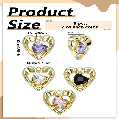 8Pcs 4 Colors Alloy Pendants FIND-LP0005-98-1