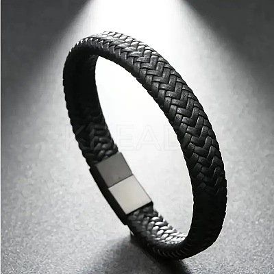 Braided Imitation Leather Cord Bangles for Men WGDB0D2-01-1