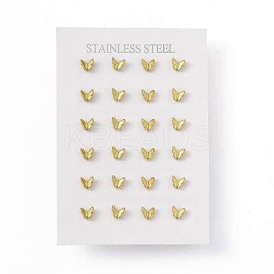 PVD Vacuum Plating 304 Stainless Steel Tiny Butterfly Stud Earrings for Women EJEW-P212-10G-1