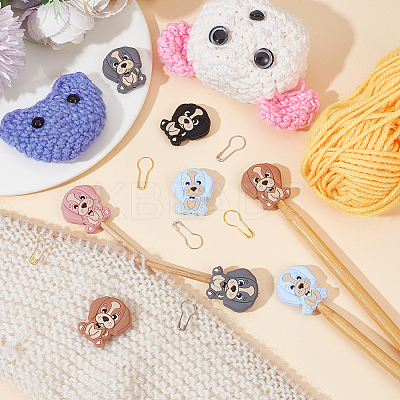 DIY Dog Silicone Beads Knitting Needle Protectors/Knitting Needle Stoppers with Stitch Markerss IFIN-NB0001-56-1