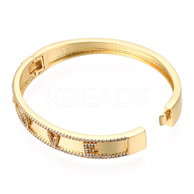 Cubic Zirconia Word Love Hinged Bangle BJEW-N014-021A-1