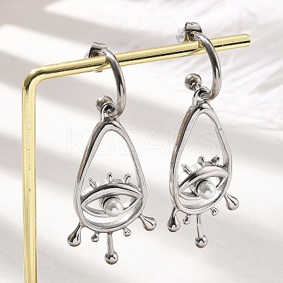 304 Stainless Steel Shell Pearl Dangle Stud Earrings for Women EJEW-U051-06P-1