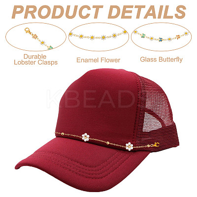 Brass Enamel Link Baseball Cap Chain AJEW-GO00028-1