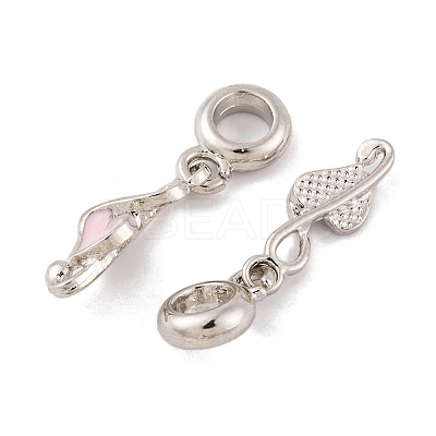 Rack Plating Alloy Pink Enamel European Dangle Charms FIND-C055-14P-1