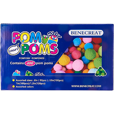1 Box(400pcs) Pom Poms Craft Making Assorted Sizes & Colors High-elastic Good Quality Pom Poms Creative Craft DIY Material DIY-BC0001-02-1