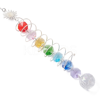 Glass Round & Octagonal Beads Hanging Suncatchers HJEW-JM04605-02-1