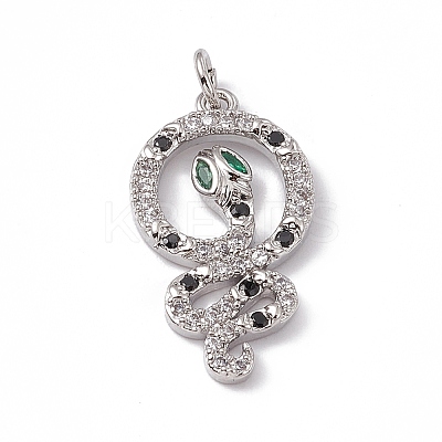 Brass Micro Pave Cubic Zirconia Pendants KK-P224-07P-1