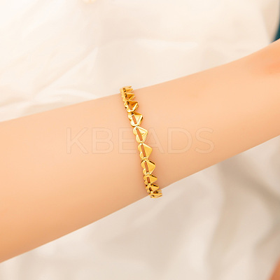 304 Stainless Steel Heart Link Chain Bracelets for Women STAS-H249-19G-1