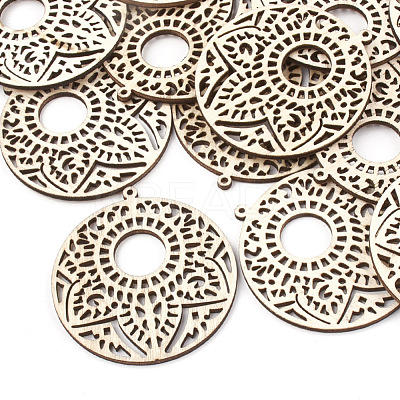 Undyed Wood Big Pendants X-WOOD-T008-42-1