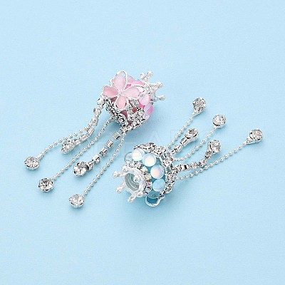 Butterfly & Crown Alloy Rhinestone Tassel Chain Dangle Beads OACR-N141-03-1