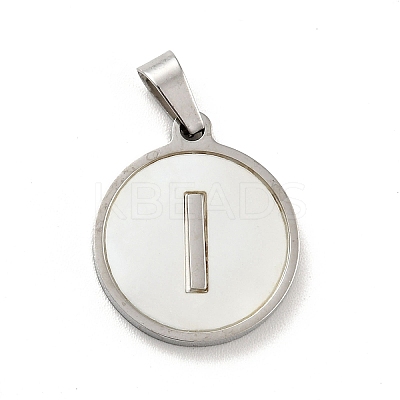 304 Stainless Steel with White Shell Pendants STAS-G268-01I-P-1