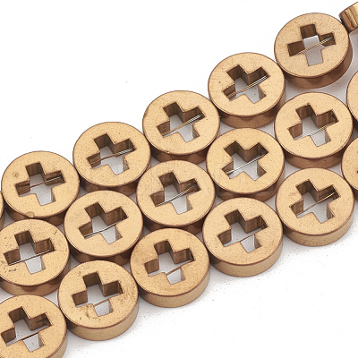 Electroplate Non-magnetic Synthetic Hematite Beads Strands G-T061-107F-1