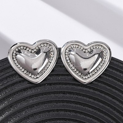 304 Stainless Steel Rhinestone Stud Earrings EJEW-K311-02P-1