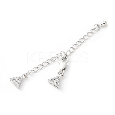 Brass Micro Pave Cubic Zirconia Chain Extender with Glass KK-U052-05P-1