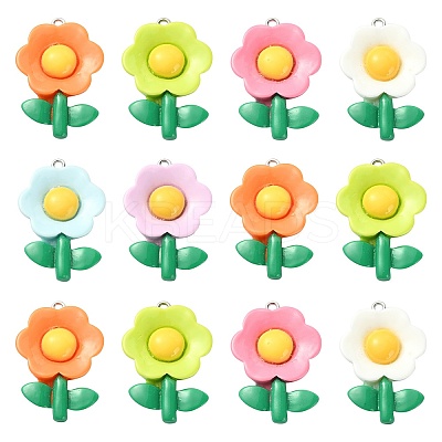 30Pcs 6 Colors Opaque Resin Pendants RESI-CJ0003-08-1