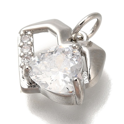 Rack Plating Brass Micro Pave Cubic Zirconia Charms KK-I720-53P-1
