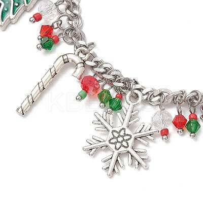 Christmas Series Alloy Enamel Charm Bracelets BJEW-TA00662-1