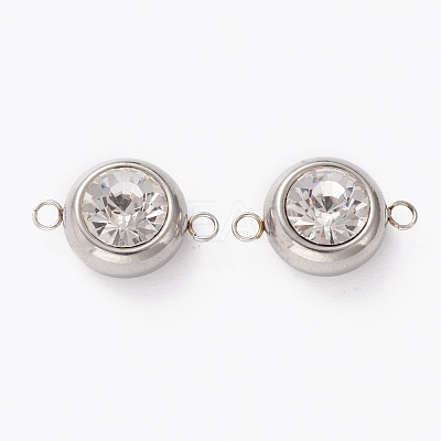 Stainless Steel Color Plated 304 Stainless Steel Pave Cubic Zirconia Links Connectors STAS-I169-02P-01-1
