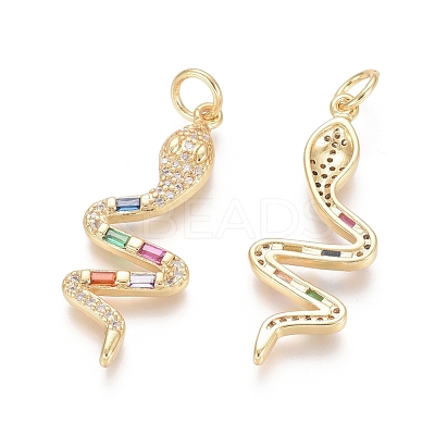 Brass Micro Pave Cubic Zirconia Pendants ZIRC-G152-29G-1