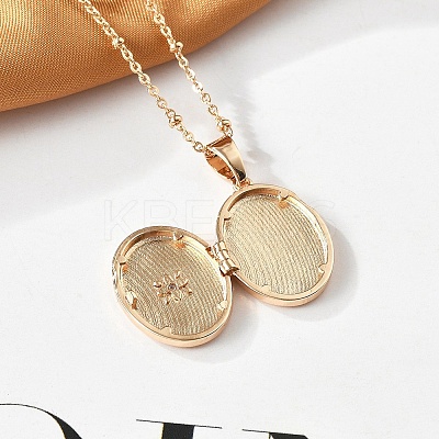 Clear Cubic Zirconia Locket Necklaces LS-NJEW-A036-01C-1
