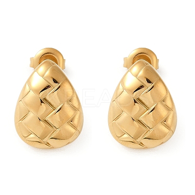 304 Stainless Steel Textured Stud Earrings EJEW-G423-28A-G-1