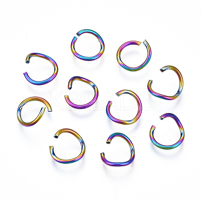 Ion Plating(IP) Rainbow Color 304 Stainless Steel Open Jump Rings X-STAS-N098-062A-01-1