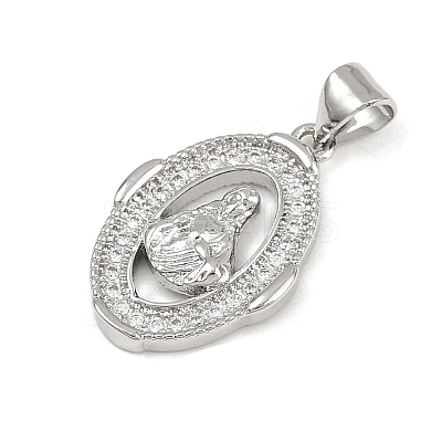Brass Micro Pave Cubic Zirconia Pendants KK-P323-11E-P02-1