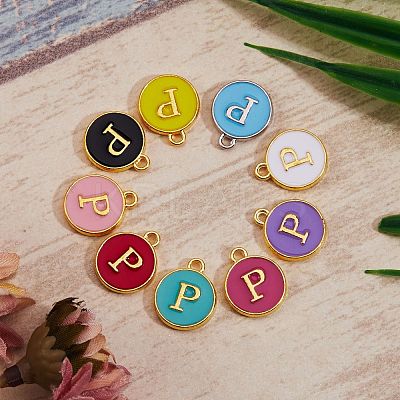120Pcs 12 Colors Golden Plated Alloy Charms ENAM-SZ0001-64P-1