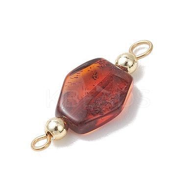 Gradient Color Natural Amber Nuggets Connector Charms PALLOY-JF04988-1