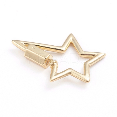 Brass Screw Carabiner Lock Charms X-ZIRC-I041-02G-1